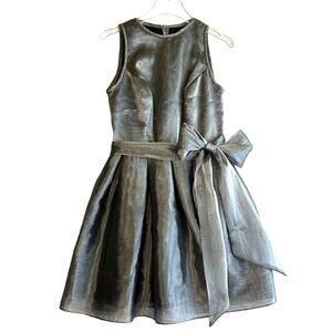VTG Cache Mini Dress Silver Metallic Fit and Flare Size 6 Retro Party Evening